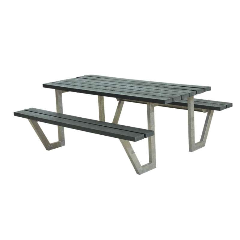 Picknicktafel gerecycled kunststof grijs - Wega - 177 cm