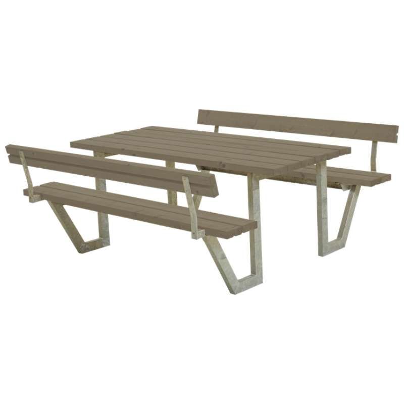 Picknicktafel vuren gegrond grijsbruin - Wega 2 rugleuning 185 x 177 x 76 cm