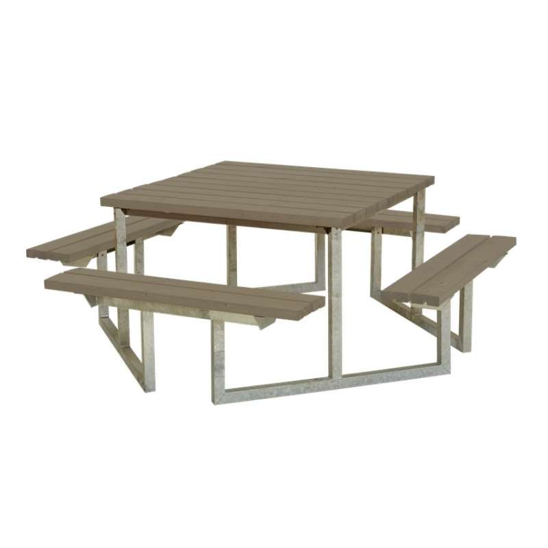Picknicktafel vuren geimpregneerd - Twist vierkant gegrond grijsbruin 204 x 204 x 73 cm