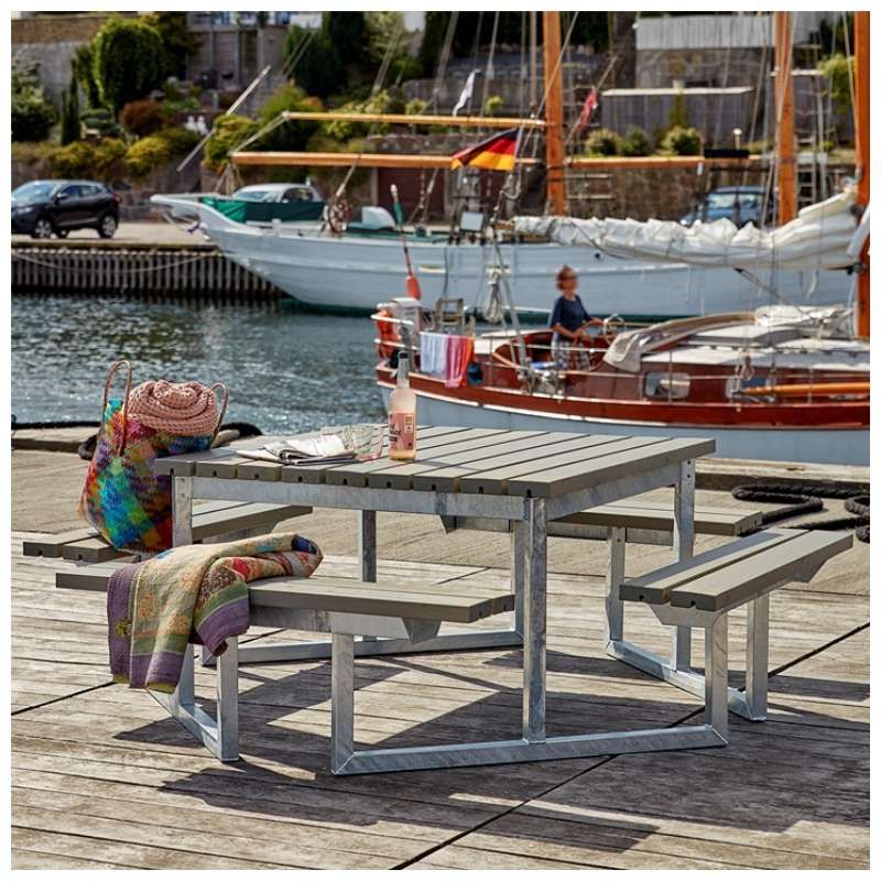 Picknicktafel vuren geimpregneerd - Twist - vierkant gegrond grijsbruin