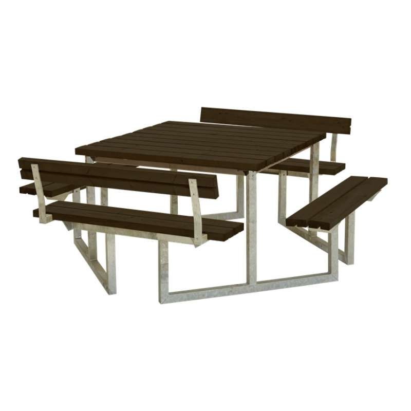 Picknicktafel vuren geimpregneerd - Twist vierkant 2 rugleuningen gegrond zwart 227 x 204 x 76 cm