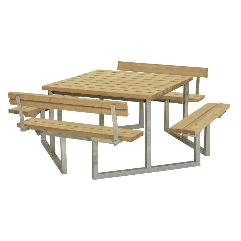Picknicktafel thermowood - Twist - vierkant - 2 rugleuningen - 227 x 204 x 73 cm