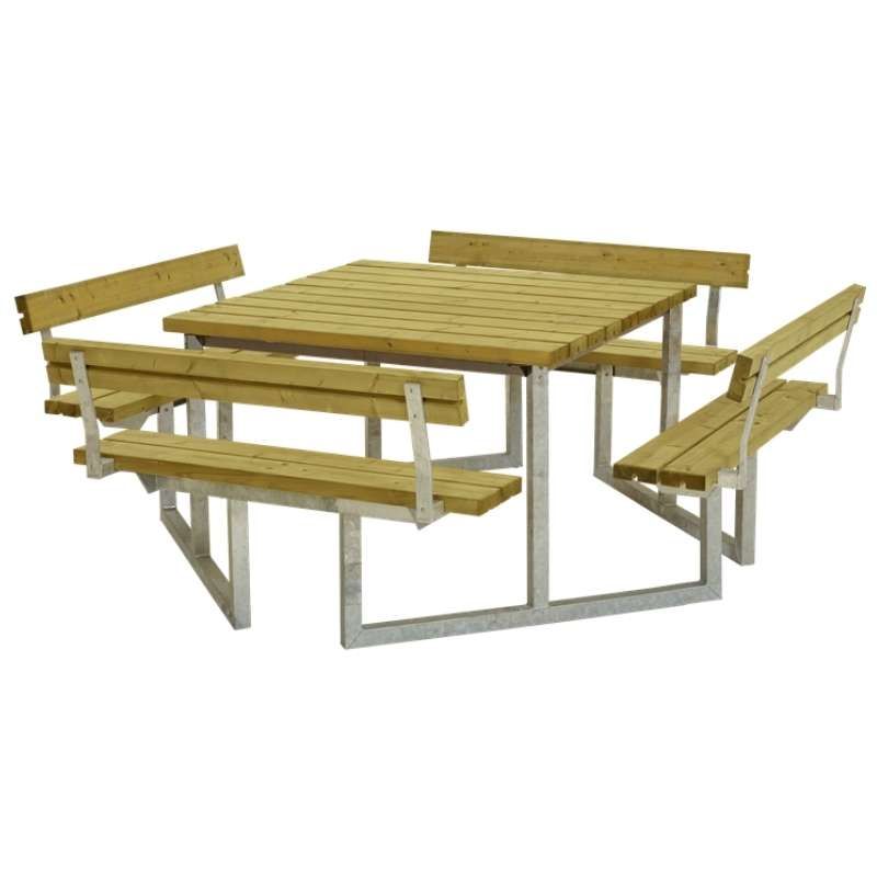 Picknicktafel vuren geimpregneerd - Twist vierkant 4 rugleuningen 227 x 227 x 76 cm