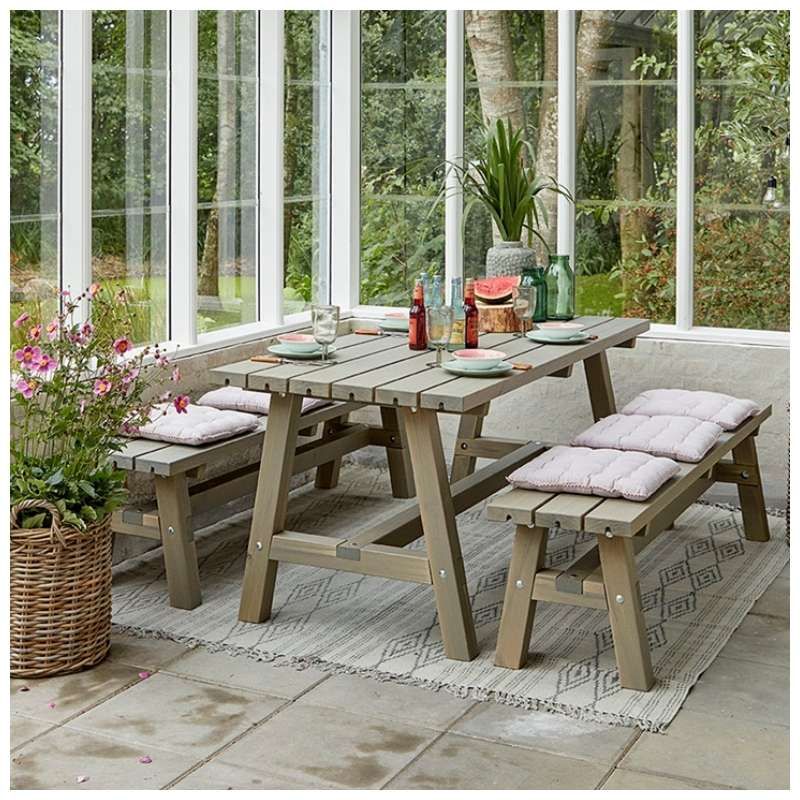 Bank vuren - Country gegrond grijsbruin 37 x 177 x 46 cm