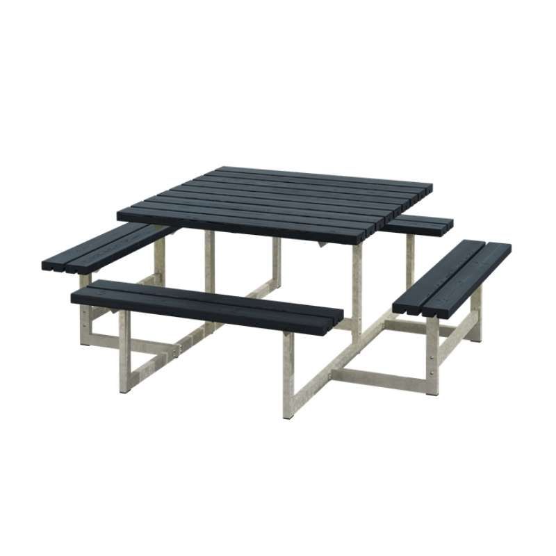 Picknicktafel vuren - Picknick vierkant gegrond zwart