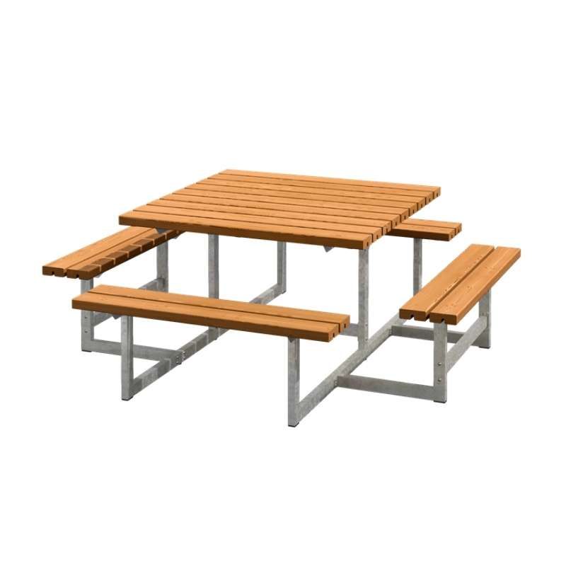 Picknicktafel vuren - Picknick vierkant gegrond teak
