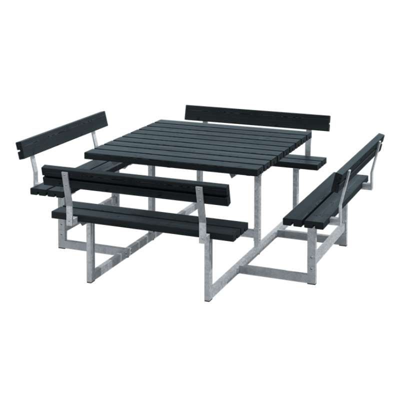 Picknicktafel vuren - Picknick vierkant gegrond zwart 224 x 224 x 76 cm