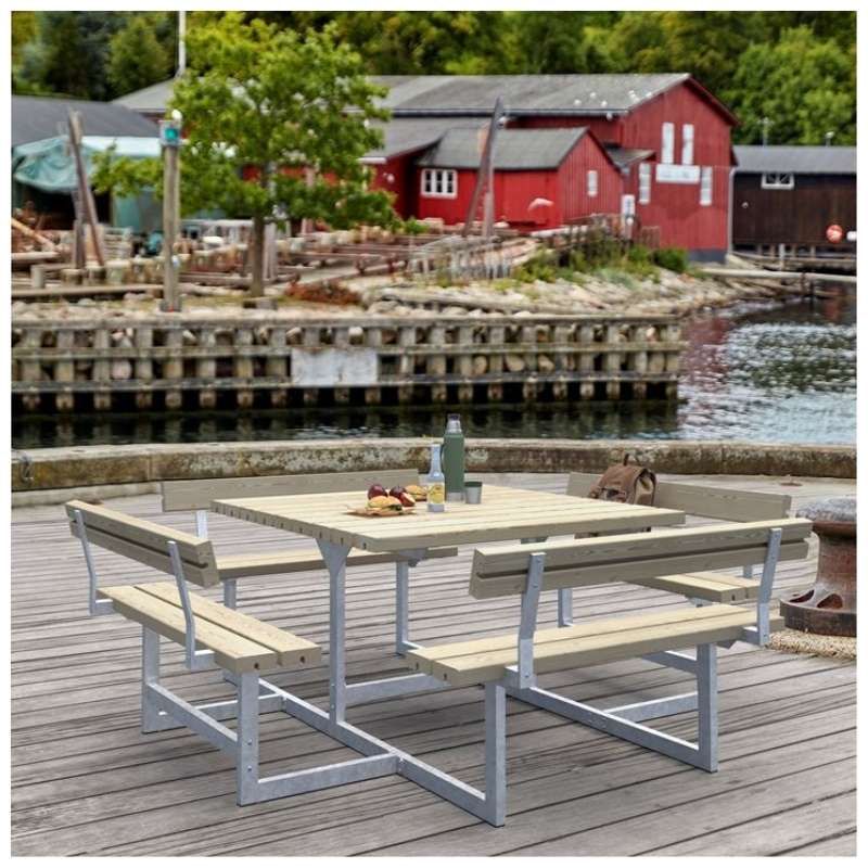 Picknicktafel vuren geimpregneerd - Picknick vierkant 4 rugleuningen 224 x 224 x 76 cm