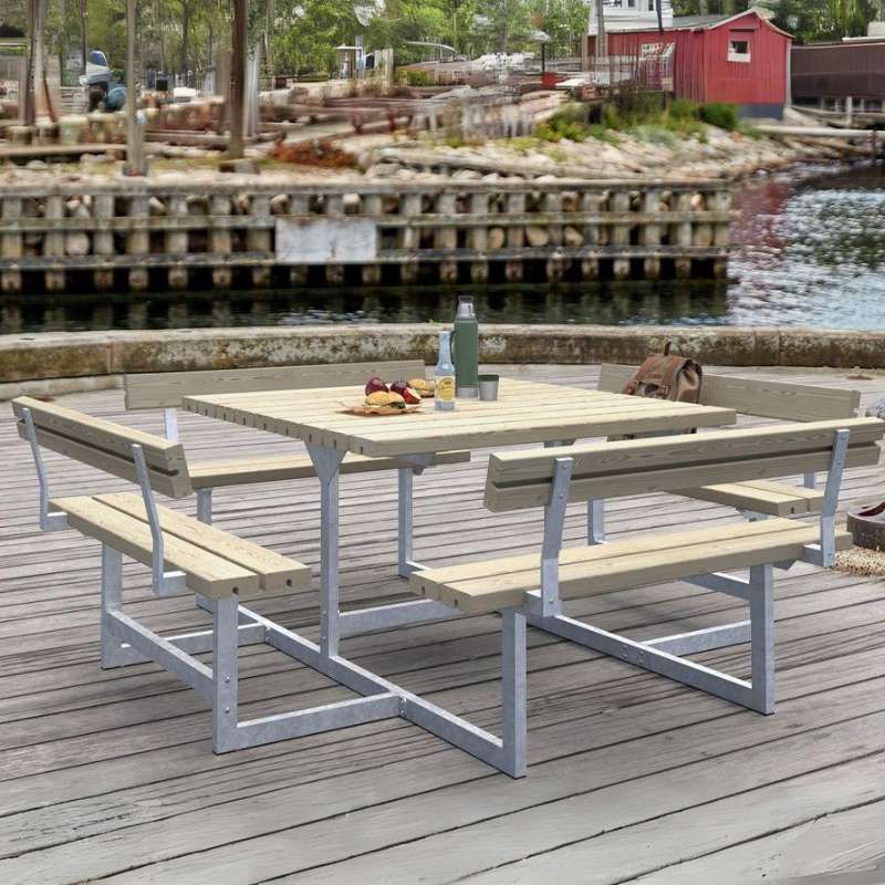 Picknicktafel thermowood - Picknick vierkant - 224 x 224 x 76 cm