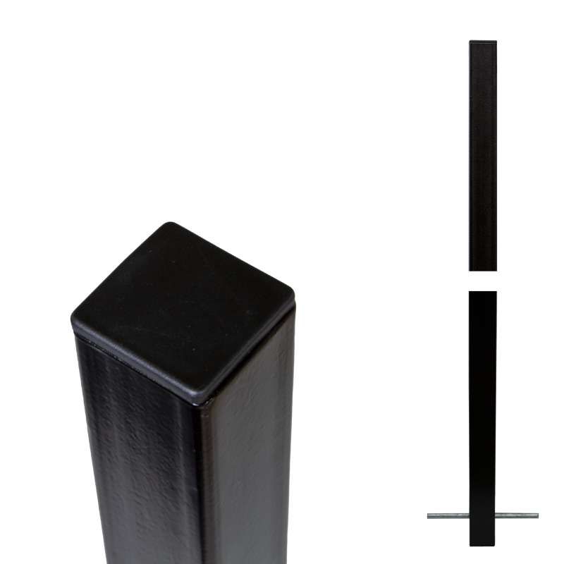 Paal staal zonder voet zwart - 4,5 x 4,5 x 186 cm