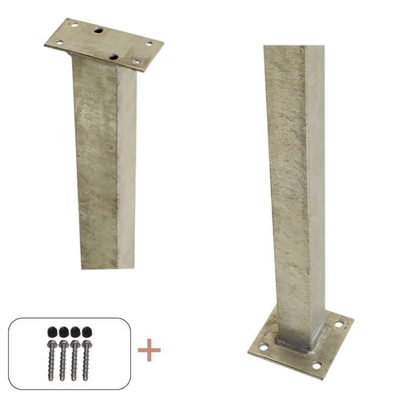 Paal staal met voet gegalvaniseerd incl. schroeven - 4,5 x 4,5 x 103,3 cm