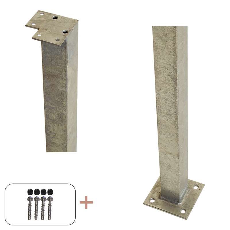 Hoekpaal staal met voet gegalvaniseerd incl. schroeven - 4,5 x 4,5 x 103,3 cm