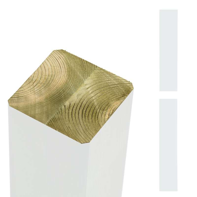 Paal vuren 9 x 9 cm wit (208 cm) ongepunt geschaafd