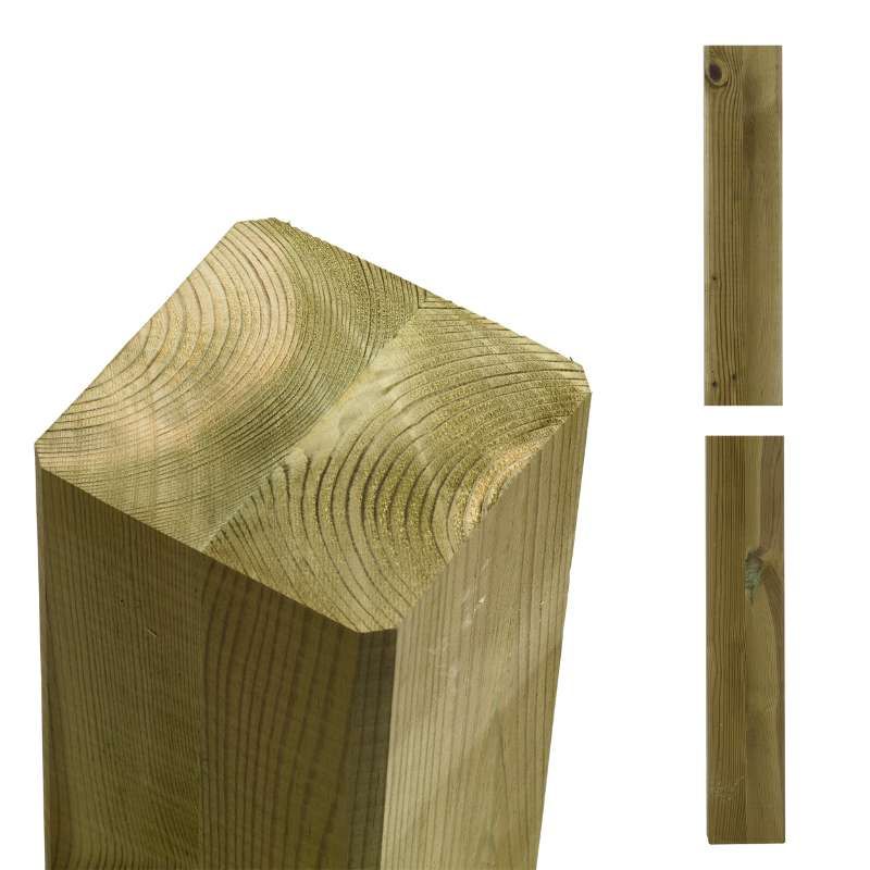 Tuinpaal vuren 9 x 9 cm groen geimpregneerd ongepunt geschaafd