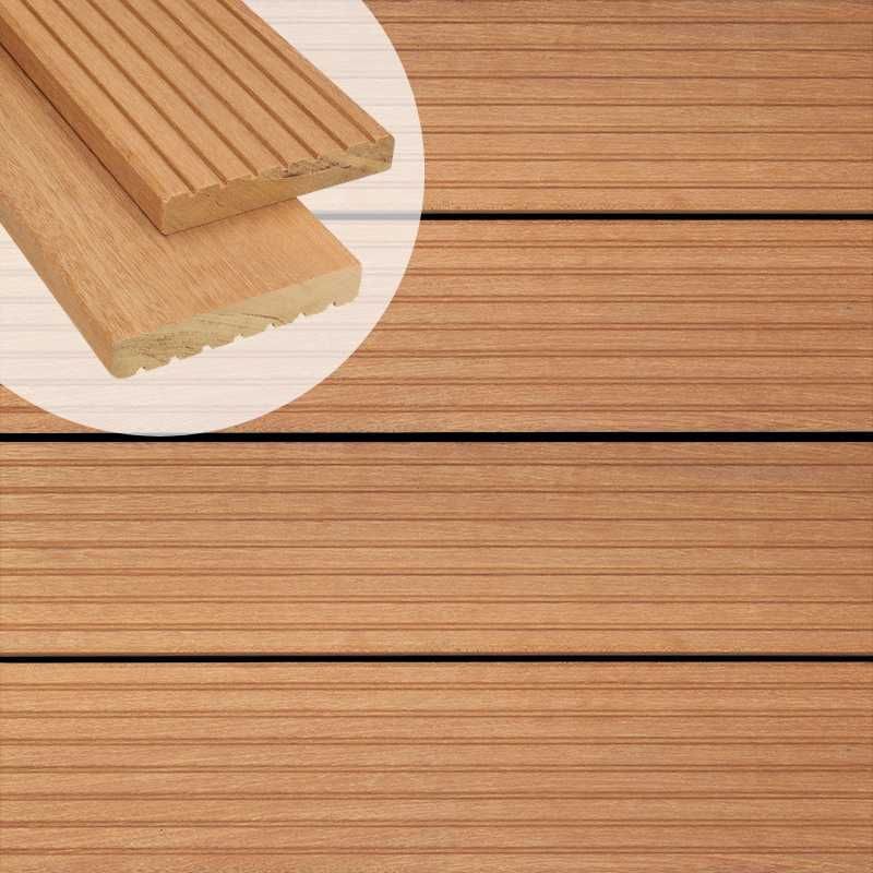 Vlonderplank hardhout Bankirai 2,5 x 14,5 cm (3,05 mtr) groef/vlak