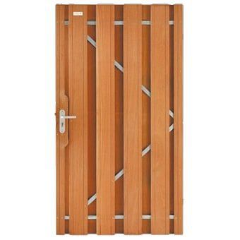Tuindeur hardhout bankirai recht met stalen frame incl. beslag (100x180cm) v-groef dikte 5,2 cm