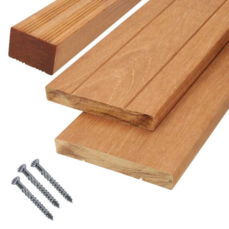 Vlonderplank totaalpakket hardhout Bankirai 2,8 x 19 cm (2,75 mtr) groef/vlak