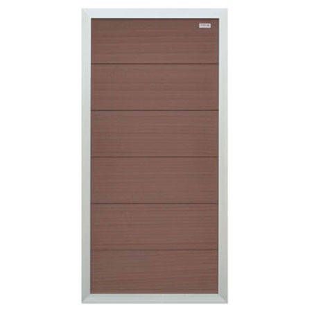 Schutting composiet Forte bruin met blank aluminium kader (90  x 180 cm)
