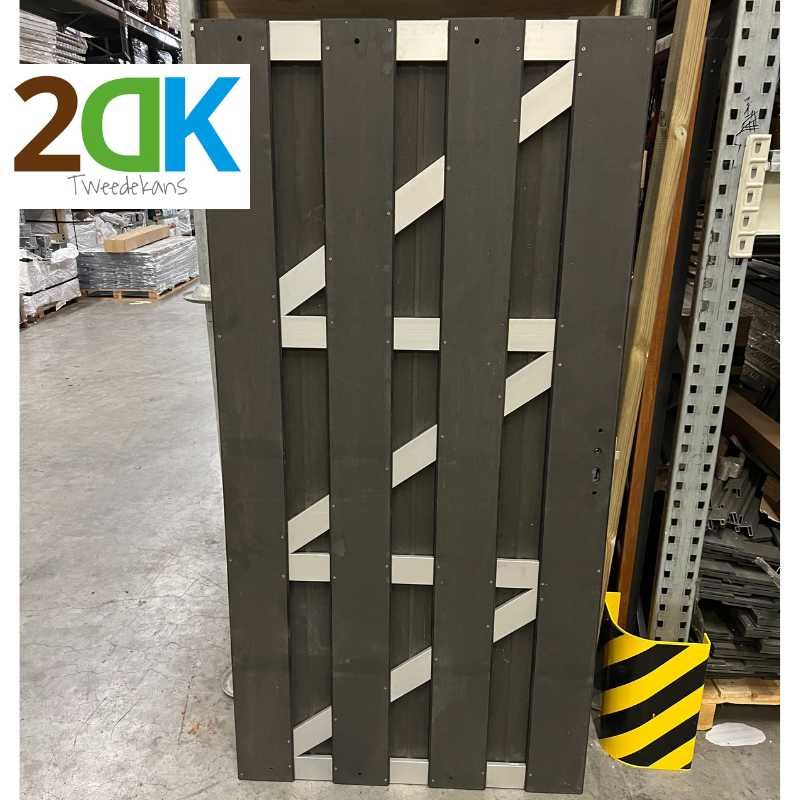 Tweedekans - Tuindeur composiet Bari antraciet met blank aluminium frame incl. beslag (90 x 180 cm)