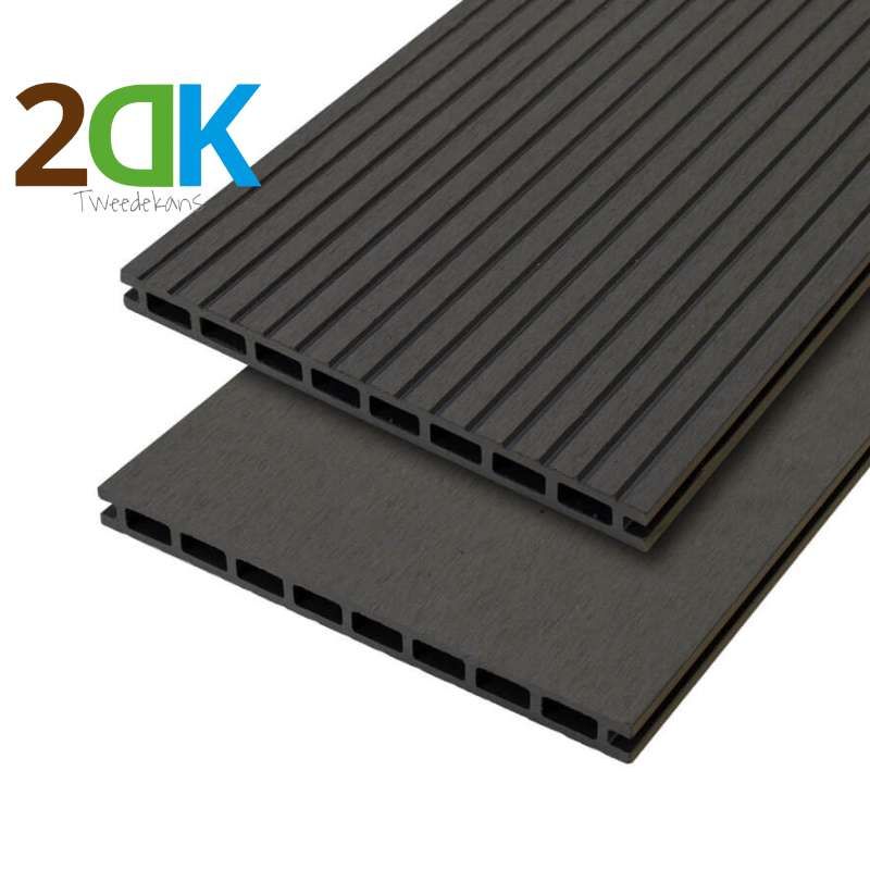 Tweedekans - vlonder composiet (15 m2) 2,1 x 25 cm - XXL grey (4 mtr) grove ribbel en vlak