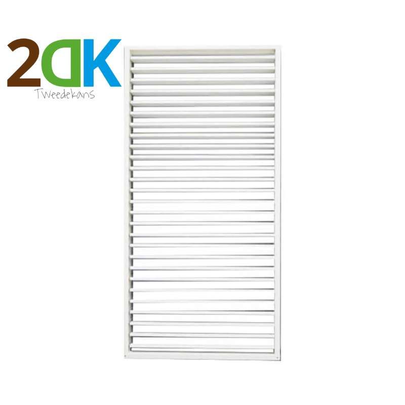 Tweedekans - Schutting shutter hardhout keruing verstelbare lamellen wit (90 x 180 cm)