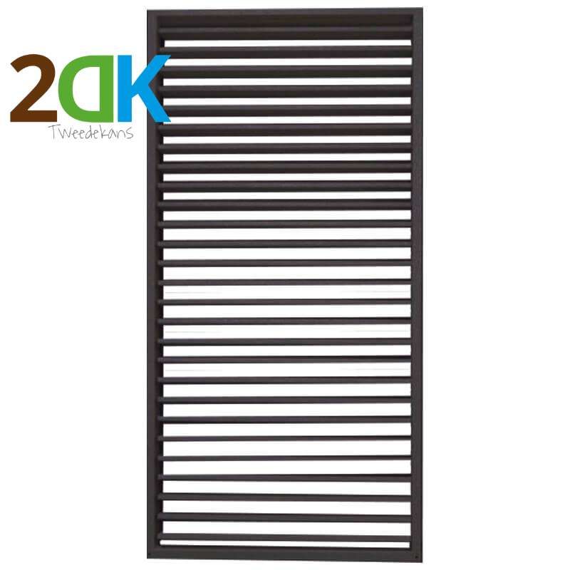 Tweedekans - Schutting shutter hardhout keruing met verstelbare lamellen zwart (90 x 180 cm)
