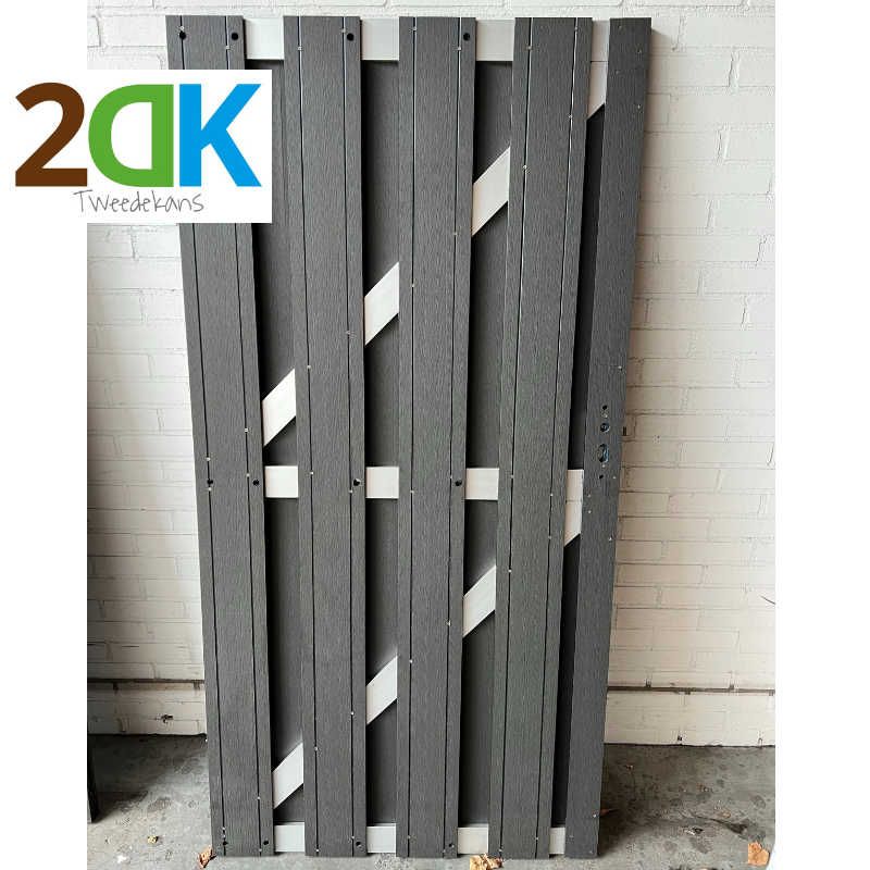 Tweedekans - Tuindeur composiet Stijl antraciet met blank alu frame incl. beslag (100 x 180 cm)