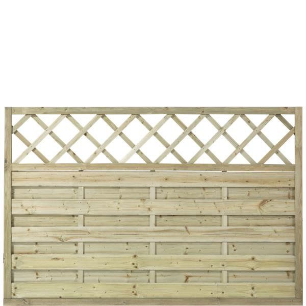 Schutting vuren - Bergen recht met trellis groen geimpregneerd (180 x 120 cm)