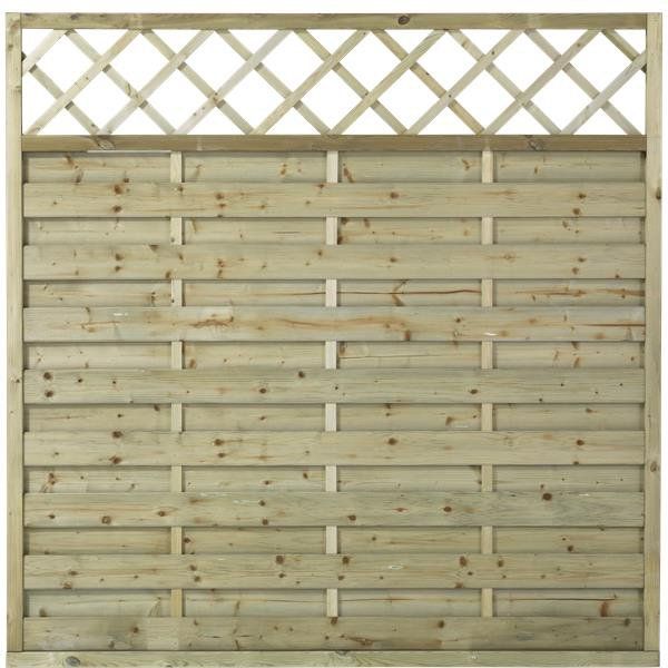 Schutting vuren - Bergen recht met trellis groen geimpregneerd (180 x 180 cm)