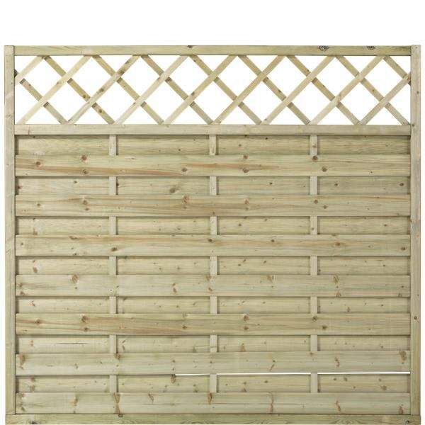 Schutting vuren - Bergen recht met trellis groen geimpregneerd (180 x 165 cm)