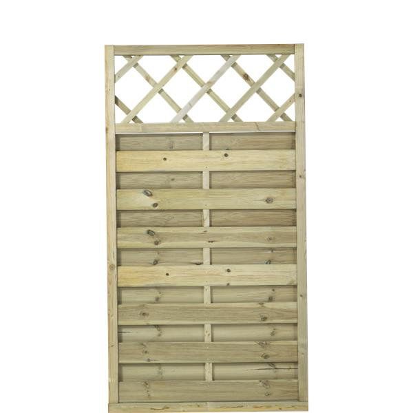 Schutting vuren - Bergen recht met trellis groen geimpregneerd (90 x 165 cm)