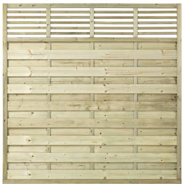Schutting met doorkijk vuren - Newline recht groen geimpregneerd (180 x 180 cm) geschaafd