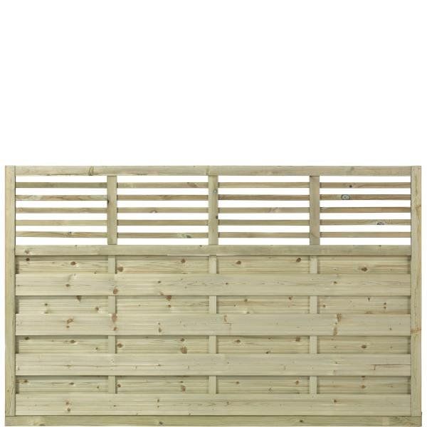 Schutting met doorkijk vuren - Newline recht groen geimpregneerd (180 x 110 cm) geschaafd