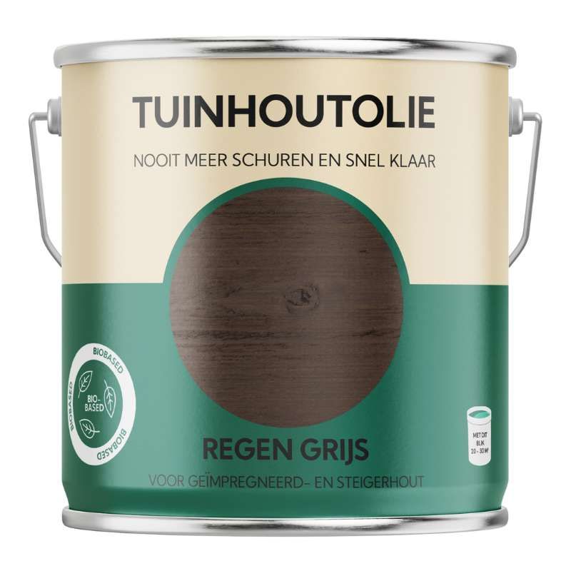 Tuinhout olie biobased - Regen grijs 2,5 liter