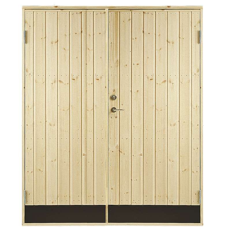 Dubbele dichte deur incl. kozijn - Rechtsdraaiend - Onbehandeld - 151,2 x 187,8 cm