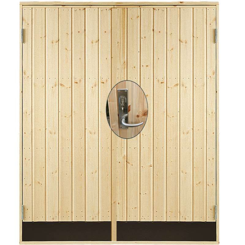 Dubbele dichte deur incl. kozijn en beslag - Rechtsdraaiend - Onbehandeld - 151,2 x 197,8 cm
