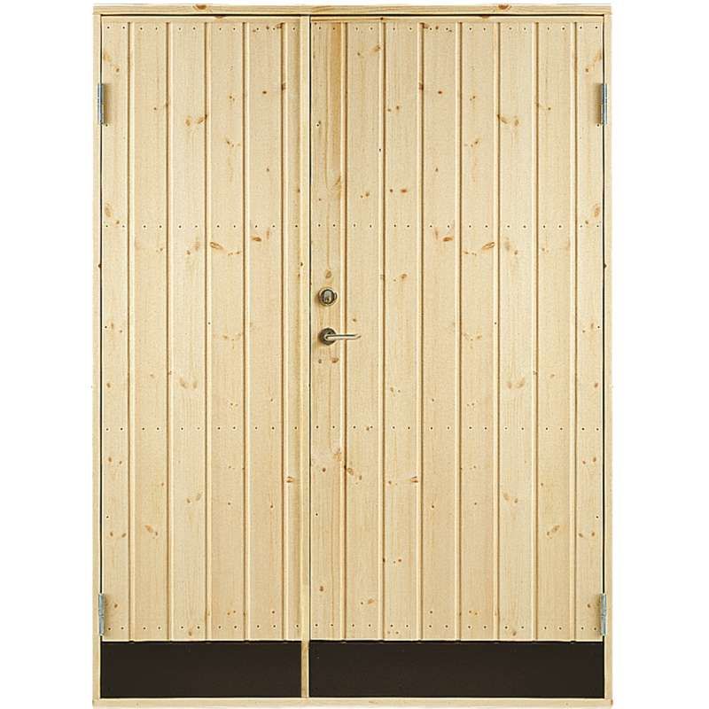Dubbele dichte deur incl. kozijn - Rechtsdraaiend - Onbehandeld - 127,8 x 197,8 cm