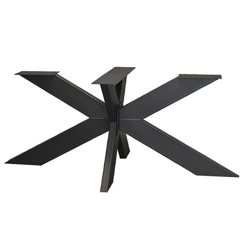 Industrieel onderstel 3D kruis poot - Zwart metaal - 140 x 90 cm