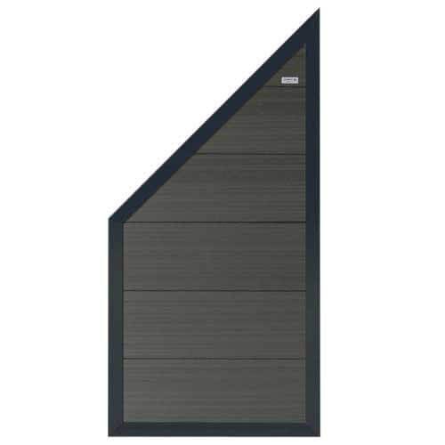 Schutting composiet schuin Forte antraciet met antraciet aluminium kader (90 x 180/93 cm)