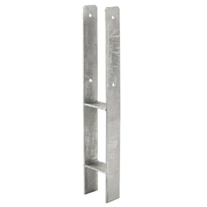 Paalhouder H gegalvaniseerd tbv tuinpaal van 9 x 9 cm - 60 cm