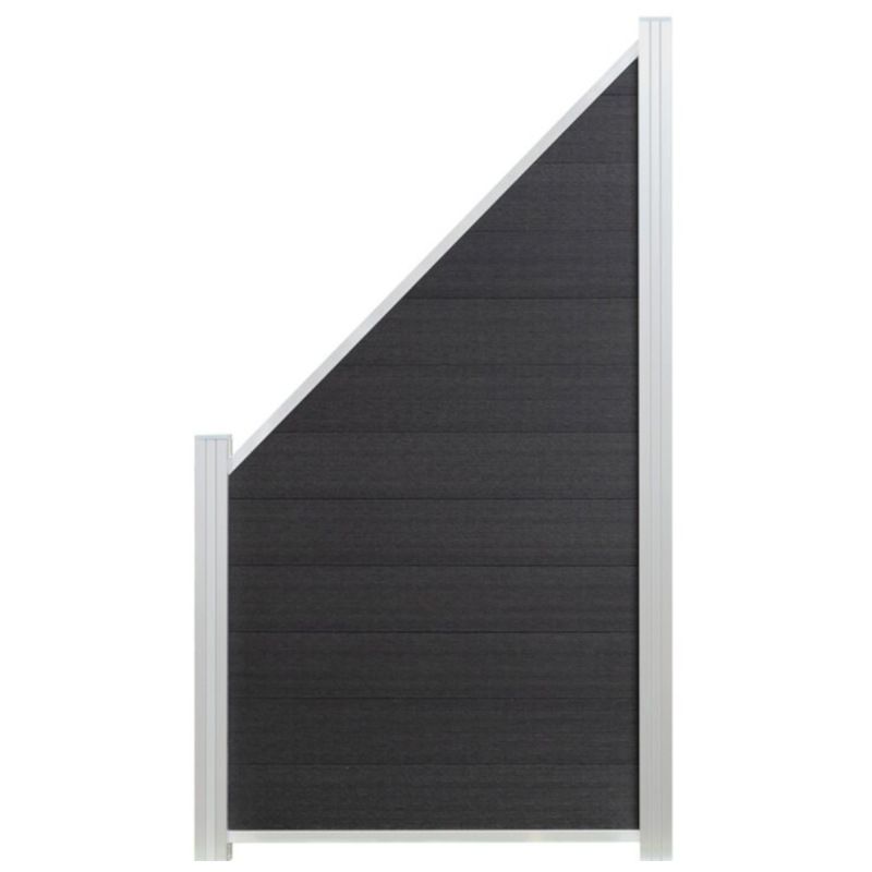 Onder- & bovenregel blank aluminium zelfbouw schutting schuin 90 x 180/93 cm