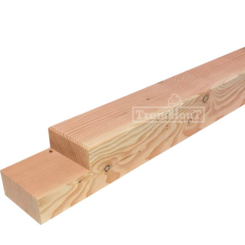 Tussenpaal Douglas 14,5 x 14,5 cm (2,35 meter) geschaafd met 1 keep (6,5 x 14,5 cm)