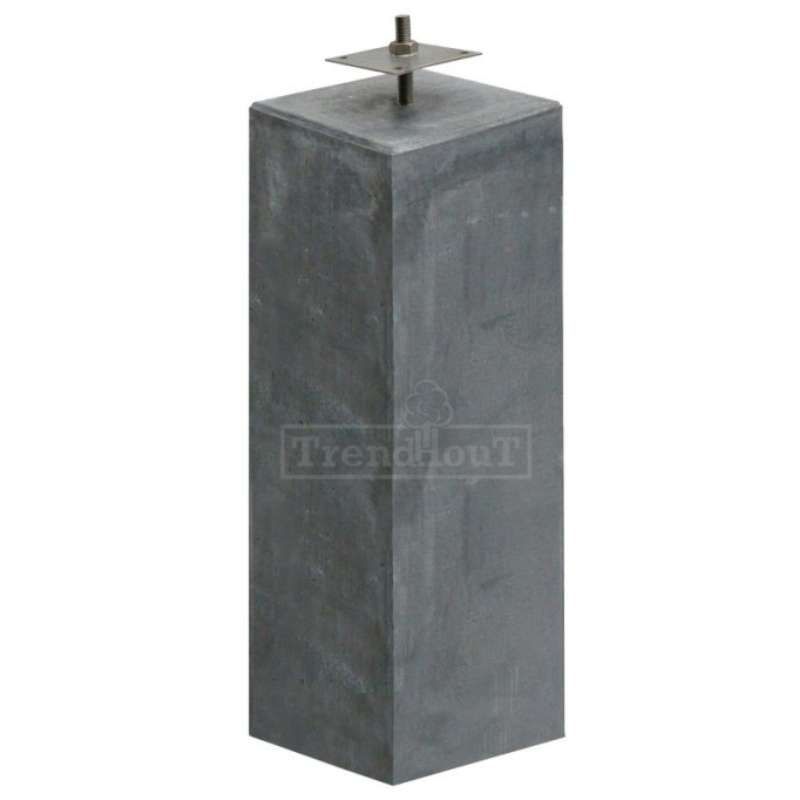 Betonpoer glad (19 x 19 x 70 cm) incl. stelanker