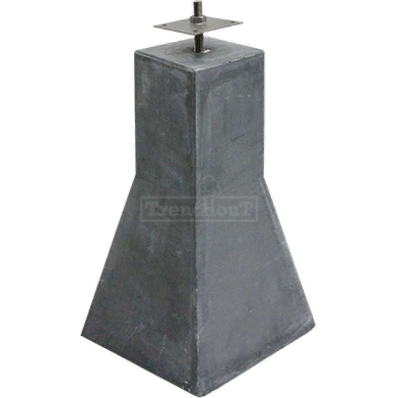 Betonpoer glad (15 x 15 / 22 x 22 x 50 cm) incl. RVS stelanker