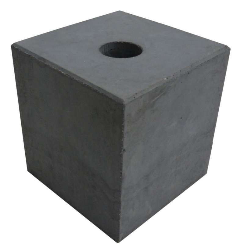 Betonpoer glad (20 x 20 x 20 cm) met doorlopend gat 40 mm