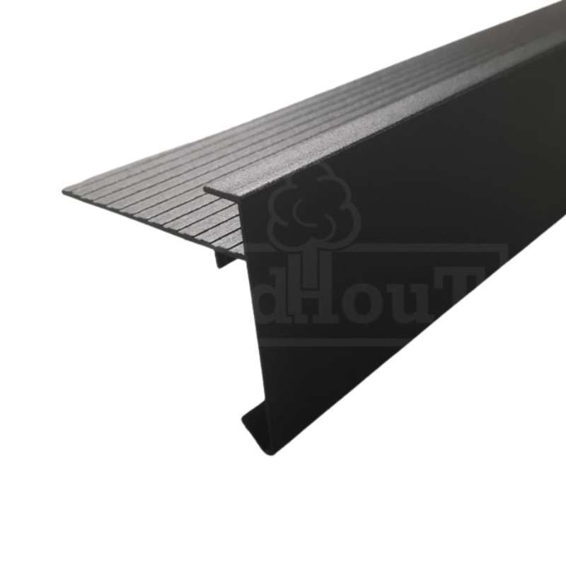 Daktrim aluminium zwart recht 250 cm (60 mm)