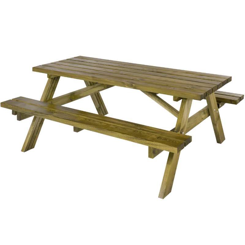 Picknicktafel vuren geïmpregneerd - Kombi - met klapbanken - 152 x 177 x 71 cm