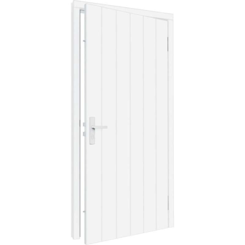 Enkele plaatdeur met kozijn - rechtsdraaiend - wit - 930 x 2115 mm incl. beslag