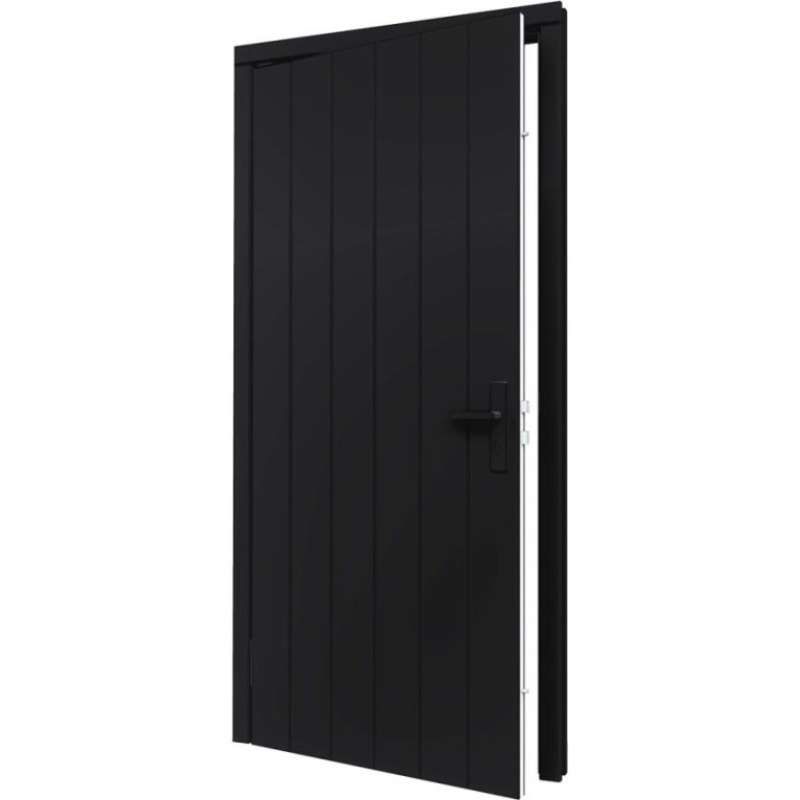 Enkele plaatdeur met kozijn - linksdraaiend - zwart - 930 x 2115 mm incl. beslag