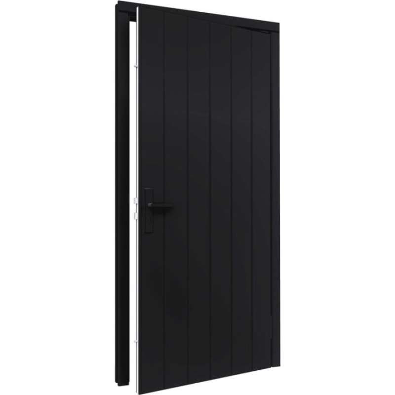 Enkele plaatdeur met kozijn - rechtsdraaiend - zwart - 930 x 2115 mm incl. beslag